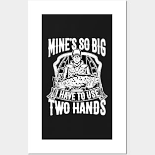 Funny Bass Fish Dad Mine's Big Use Two Hands Fishing Posters and Art